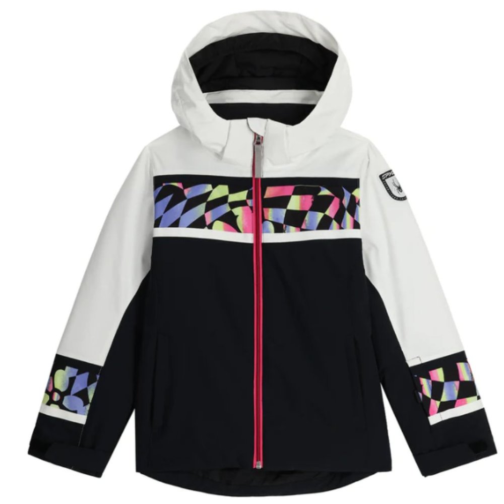 Spyder Kids Puffer Jacket - Black and White with Multicolor Accents